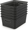 JOWEI 6-Pack Small Woven-Look Plastic Storage Baskets