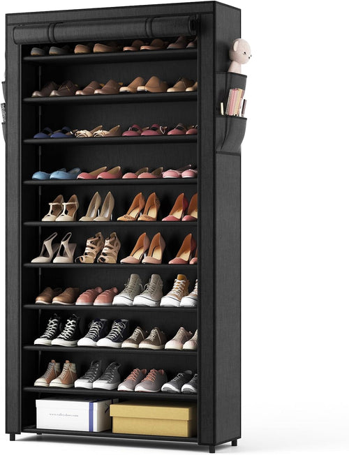 JOWEI 10-Tier Covered Shoe Rack for 50-55 Pairs