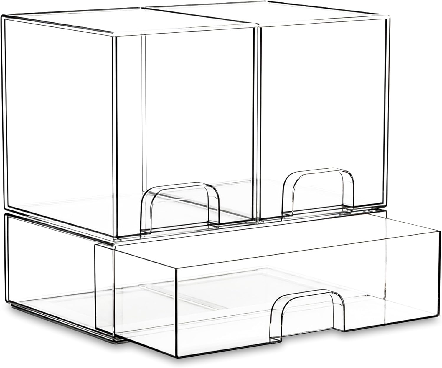 JOWEI 3-Piece Clear Stackable Drawer Organizer Set