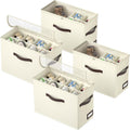 JOWEI 4-Pack Foldable Shoe Storage Bins with Dividers