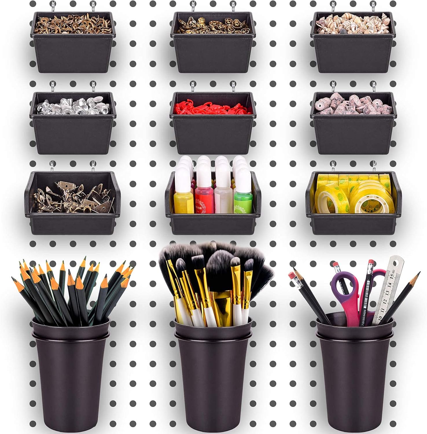 JOWEI 12-Pack Pegboard Bins and Cups