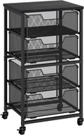JOWEI 4-Drawer Rolling Storage Cart with Wood Top