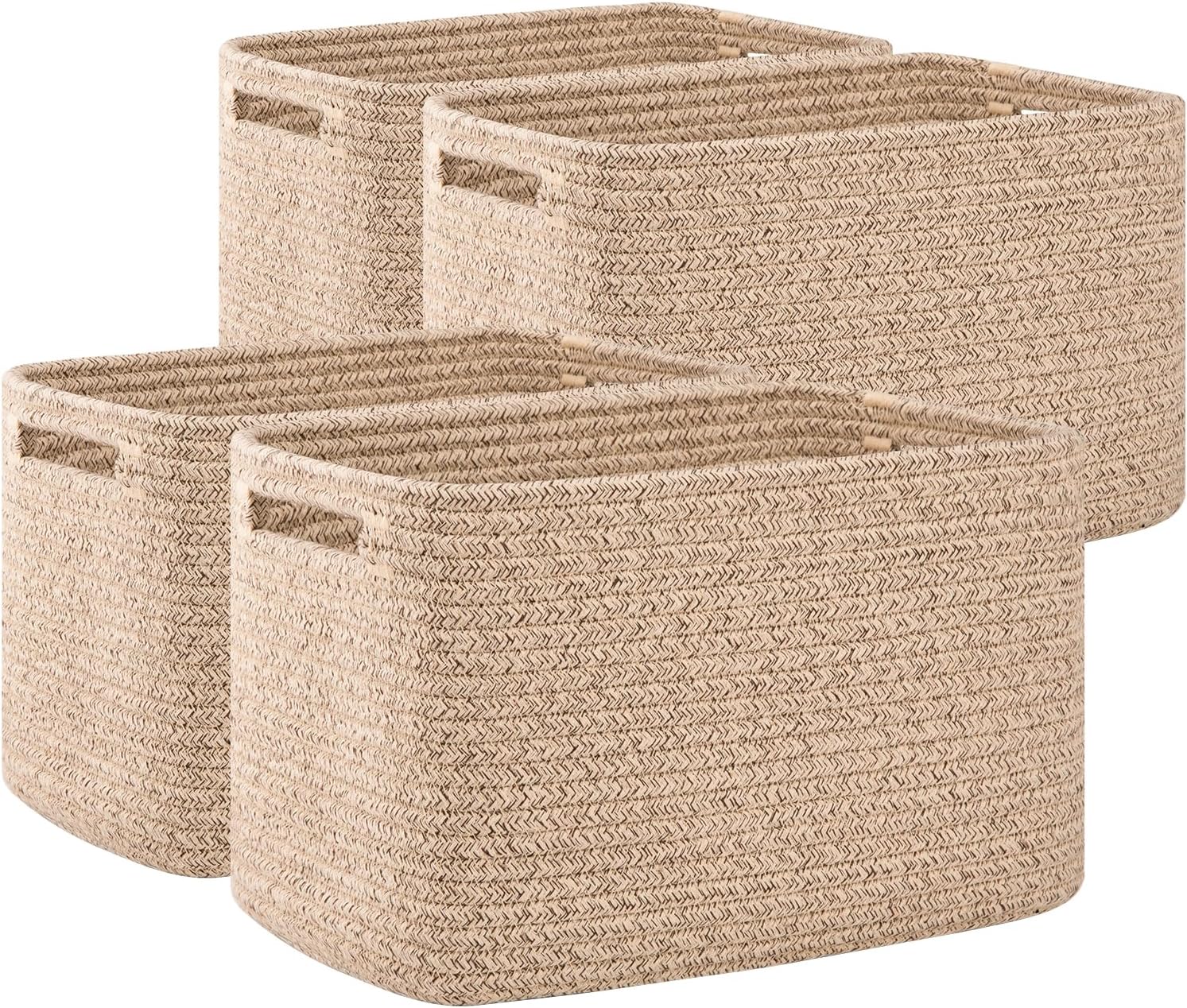 JOWEI 4-Pack Rectangular Woven Storage Baskets